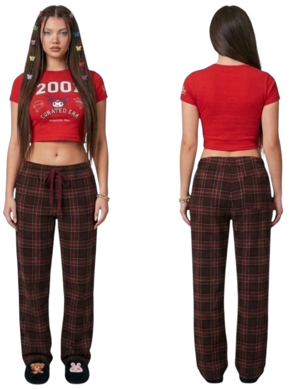 SKIMS x CPFM Flannel Sleep Pants Brick Holiday Plaid S NWT